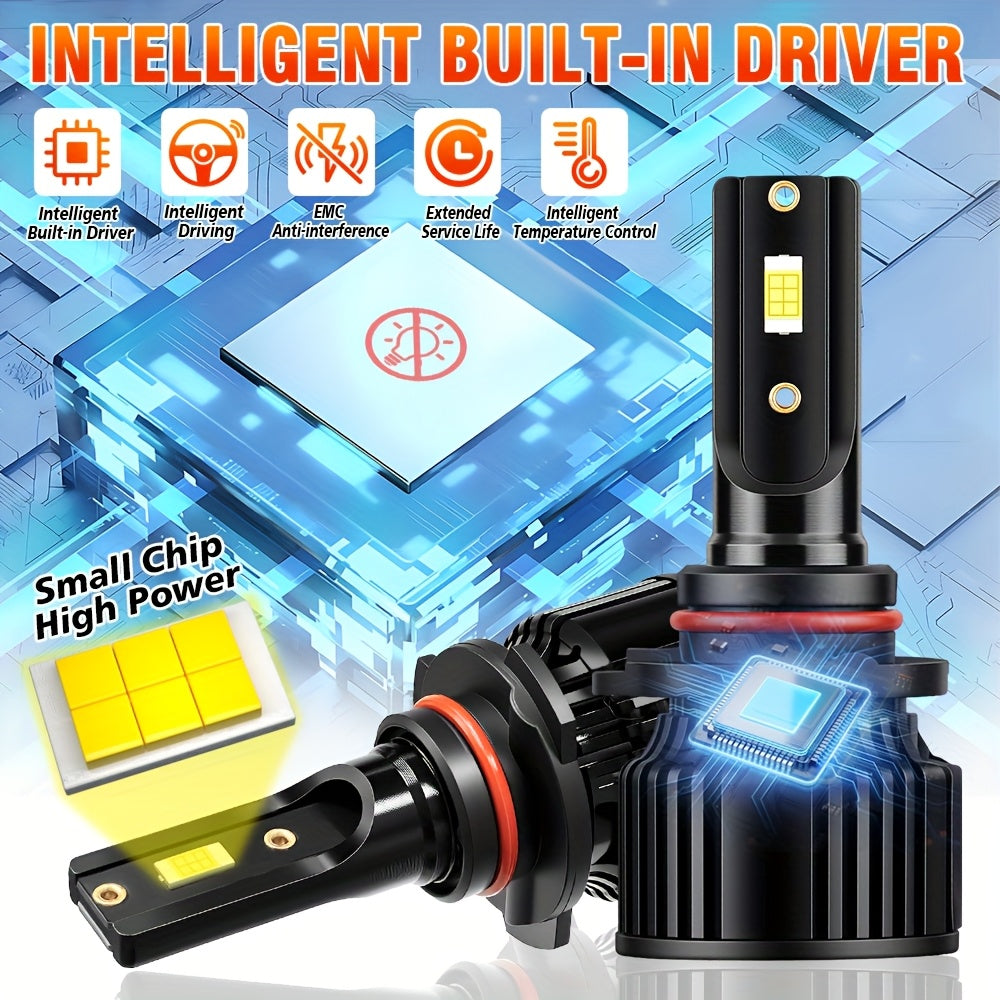 CROSSPASSION 55000 Lumens LED Headlights, Compatible with 9005 HB3 9006 HB4 H1 H4 H7 H11 H13 9007 High/Low Beam Bulbs, 3570 CSP Chip, 6000K White Light, Built-in Driver Plug-and-Play, 2-Pack