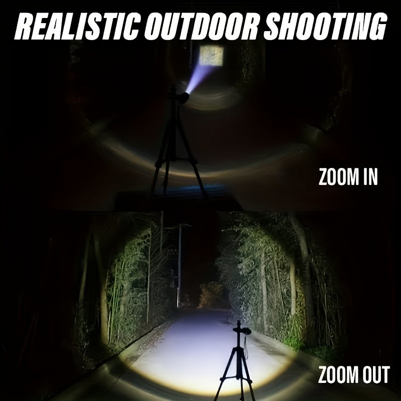 1 Set of 4 Rechargeable High-Power LED Flashlights with Zoom Focus, Ultra-Bright Long-Distance Beam, Tactical Work Light, Ideal for Camping, Hunting, Hiking & Emergency, LCD Digital Display, Perfect for Fishing