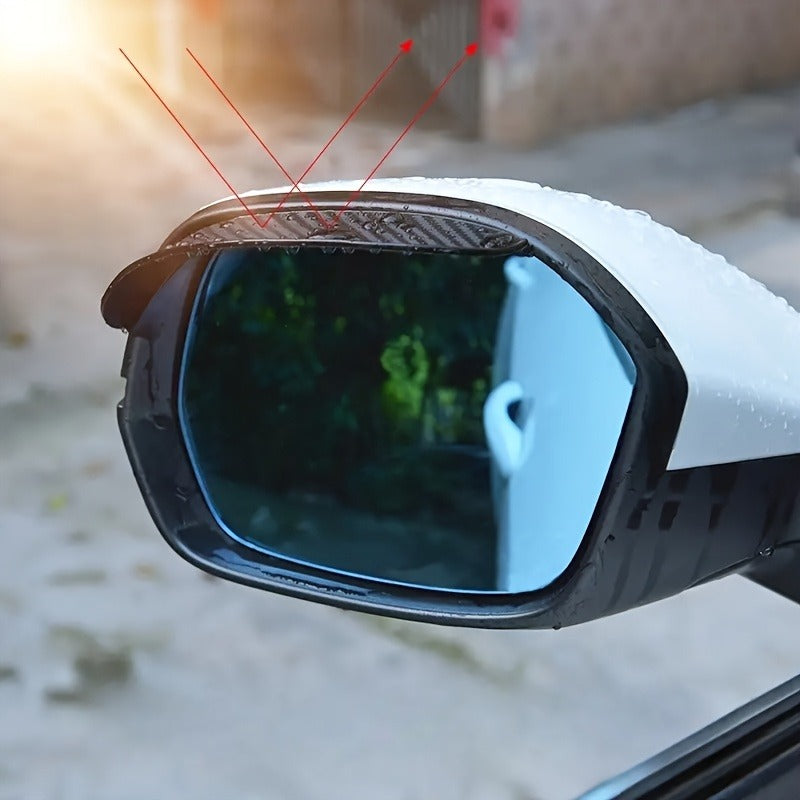 2Pcs Carbon Fiber Texture Car Side Mirror Rain Deflector - For Windproof Sun Visor, Reduces 90% of Raindrops, Enhances Clear Visibility, Sporty Style Exterior Upgrade, Mirror Rain Cover, Car Side Mirror Rain Cover, Car Window Rain Guard