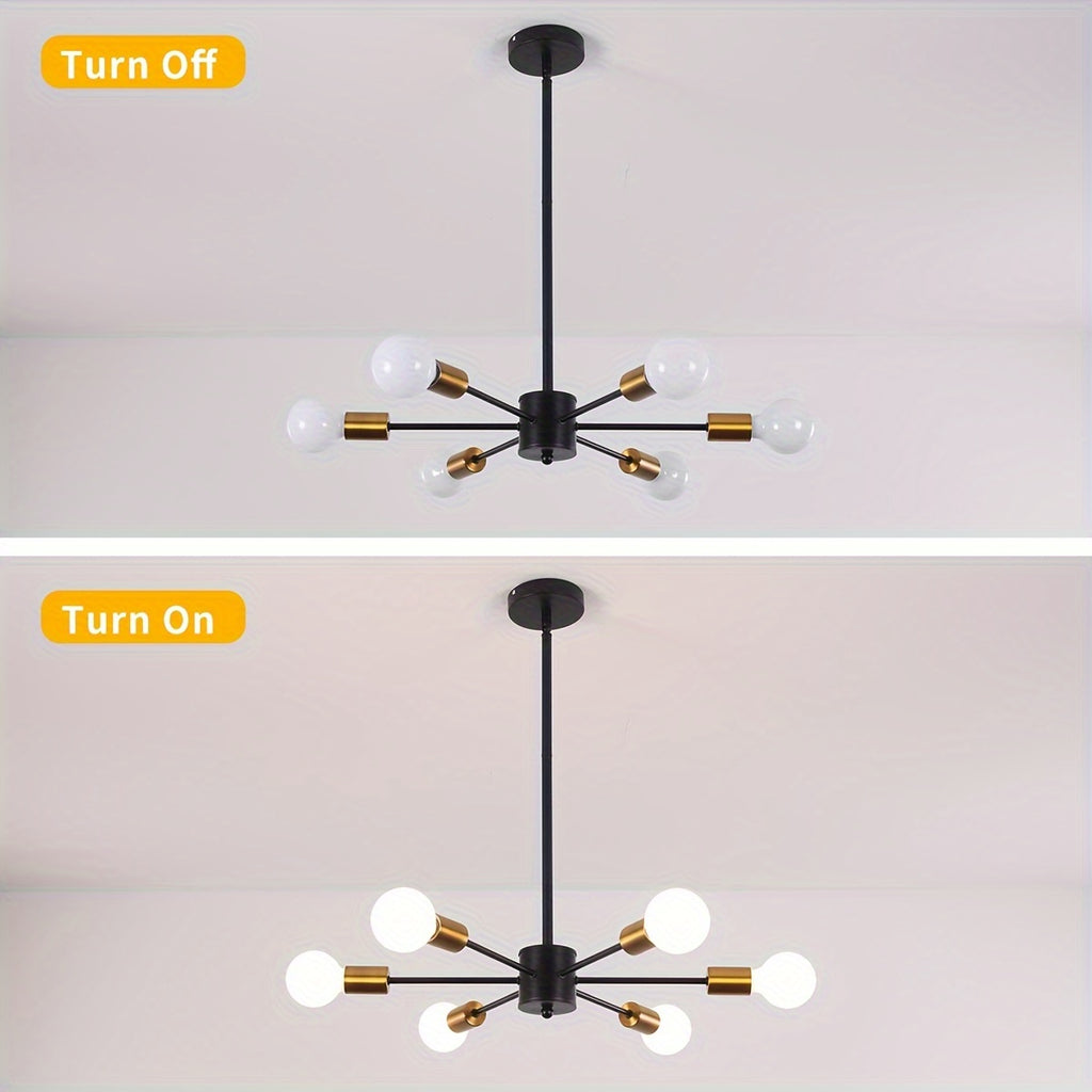 Enncll 10-Light Semi-Flush Mount Ceiling Light, Mid-Century Style, Black Ceiling Light, Modern Pendant Kitchen Light, Ceiling Light & Dining Room Light, Suitable for Bedroom, Entryway, Hallway, Living Room Modern Light