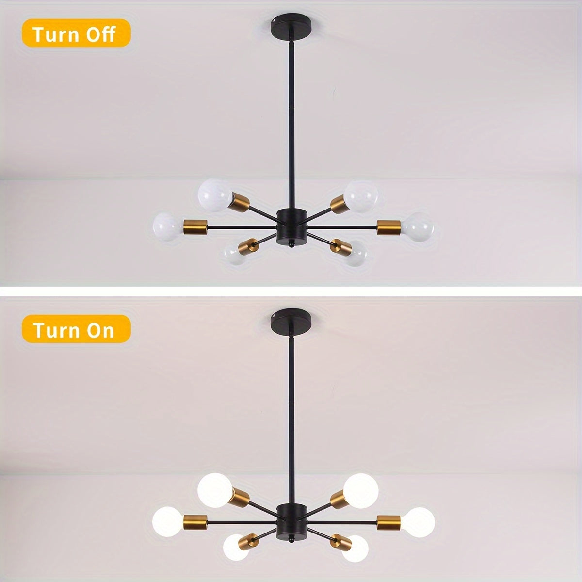Enncll 10-Light Semi-Flush Mount Ceiling Light, Mid-Century Style, Black Ceiling Light, Modern Pendant Kitchen Light, Ceiling Light & Dining Room Light, Suitable for Bedroom, Entryway, Hallway, Living Room Modern Light