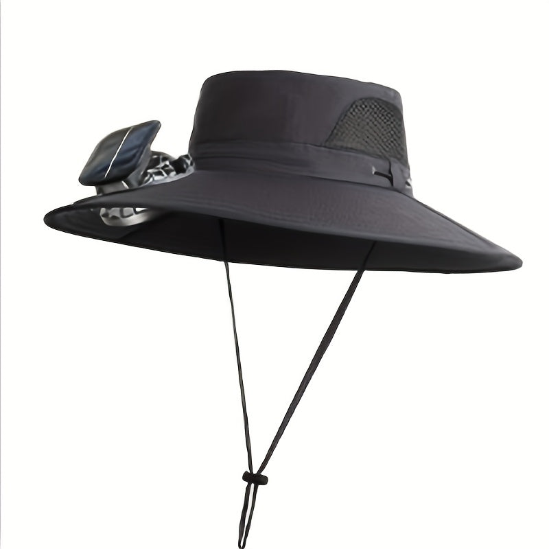 Outdoor Solar Fan Hat, 3-Speed Adjustable High Wind Breathable Design, Unisex Travel Mountaineering Bucket Hat, Essential Summer Outdoor Cooling Hat