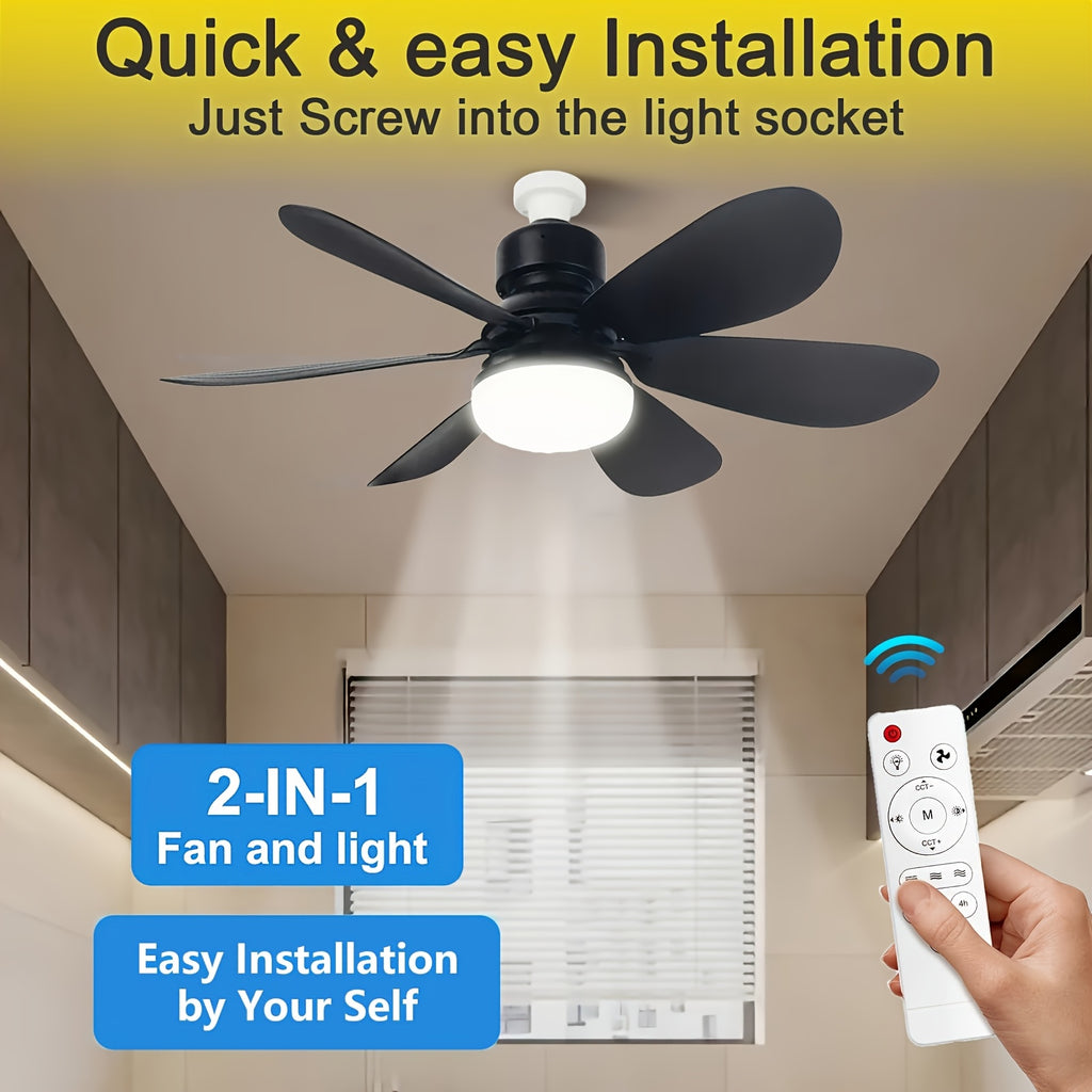 XBATE Smart Ceiling Fan Light, Smart Display & Remote Control, Hardwired 6-Blade Low Profile Fan, 3-Speed Quiet Motor, 3 Color Dimmable LED Light, E27/E26 Base Flush Mount for Bedroom Kitchen Study