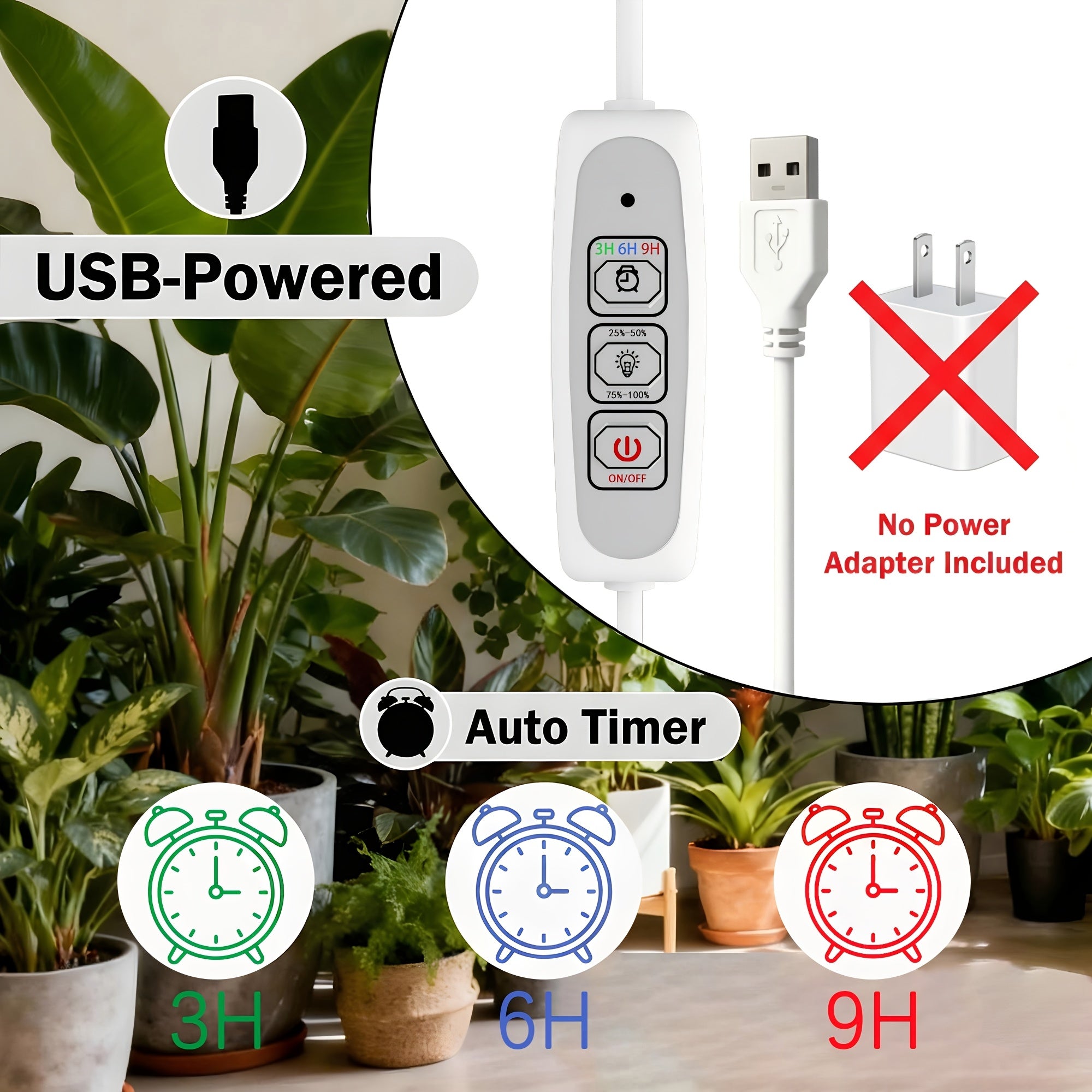 3-Pack Desktop Plant Grow Light for Indoor Plants, 720° Magnetic Full Spectrum Plant Lamp, Adjustable Height, 3/6/9H Timer & Dimmable, Ideal for Kitchen Herb Growing, White