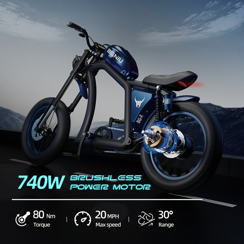 BIGNIU BG-X 740W 电机 48V 31.5AH 20*5.0 英寸越野轮胎电动摩托车自行车