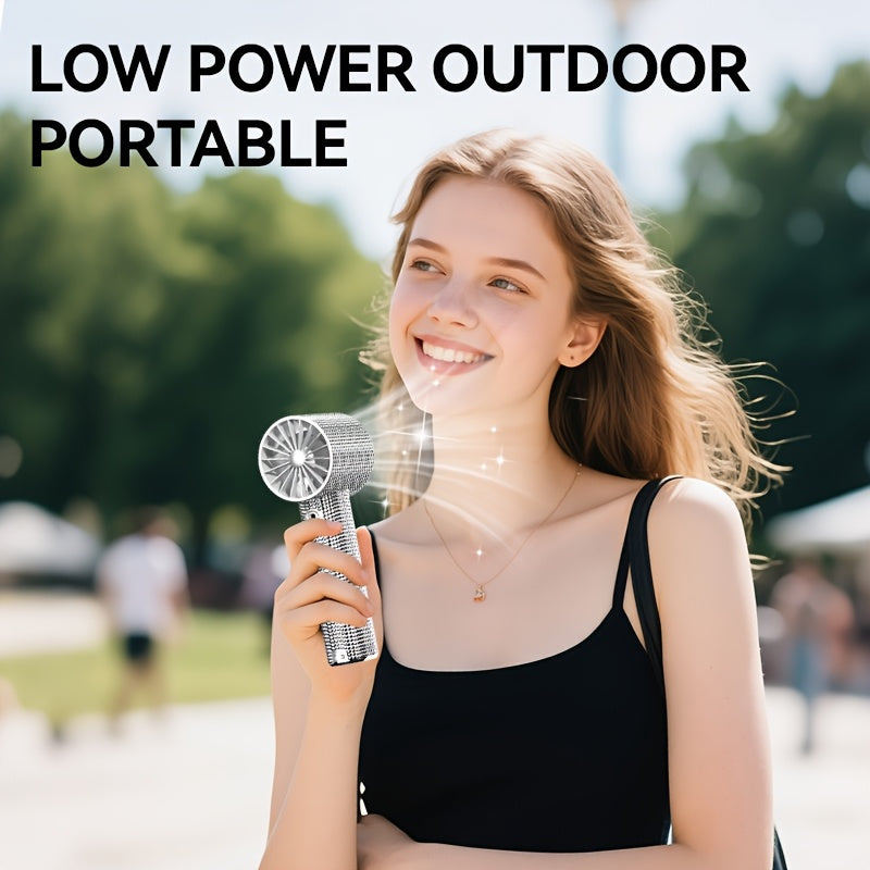 Diamond Style Handheld Mini Fan, Exquisite Design Long Lasting Battery Life