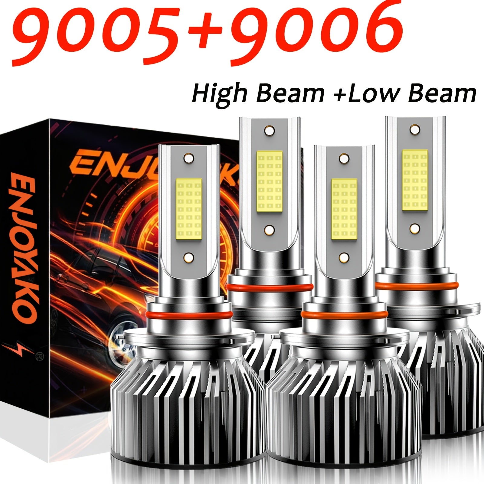 4-Pack 9005/9006 LED Headlight Combo Kit High/Low Beam Integrated Super Bright White Light 6000K Color Temperature