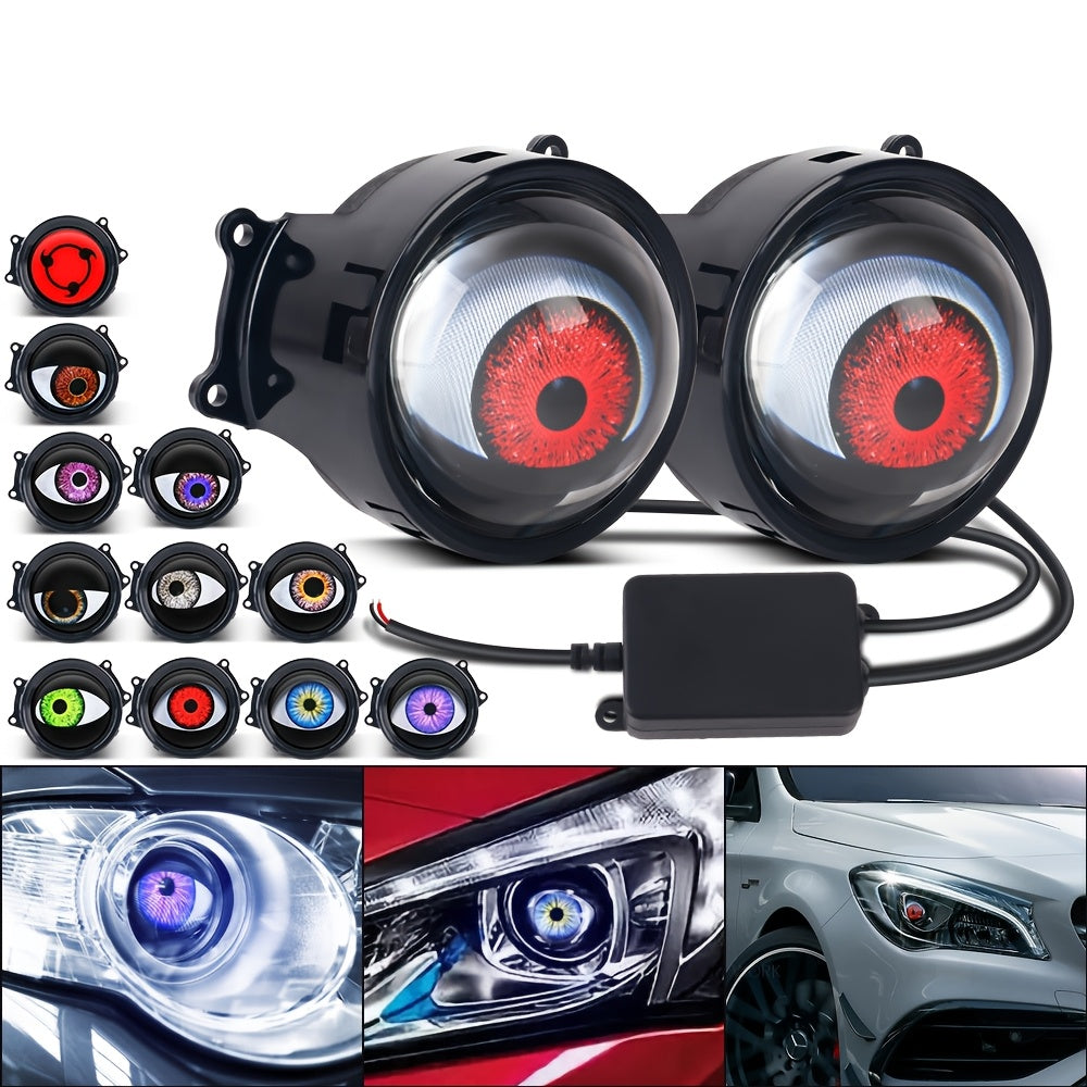 Opra 1 Piece Universal Car Dynamic Evil Eye LED Light 3 Inch 12-36 Volt Upgrade Modification Kit for 33 Vehicle Models Car Ambient Light