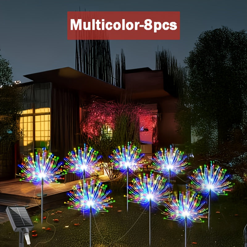 FACHOI 8件套-8种模式太阳能烟花灯 5件套-8种模式 适用于庭院、花园、小径、派对、露营、野餐及圣诞装饰 4件套-8种模式 智能光感灯 8种照明模式 - 暖白/多彩/白色