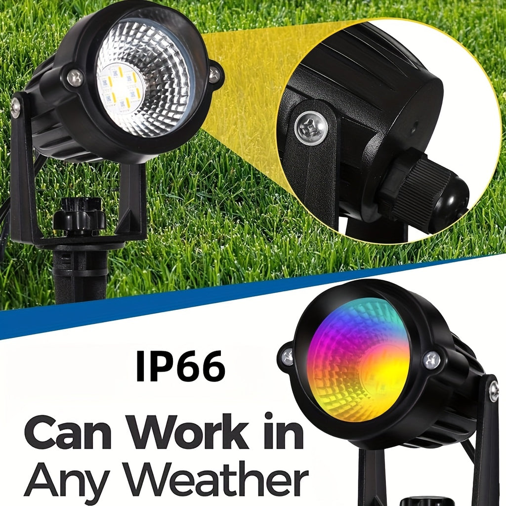 2/4/6/8/10-Piece Low Voltage Landscape Light, Warm + RGB, DC12V-24V, LED Color Changing Landscape Lighting, IP66 Outdoor Spotlight, Christmas Halloween Decorative Light, Suitable for Courtyard, Garden, Path