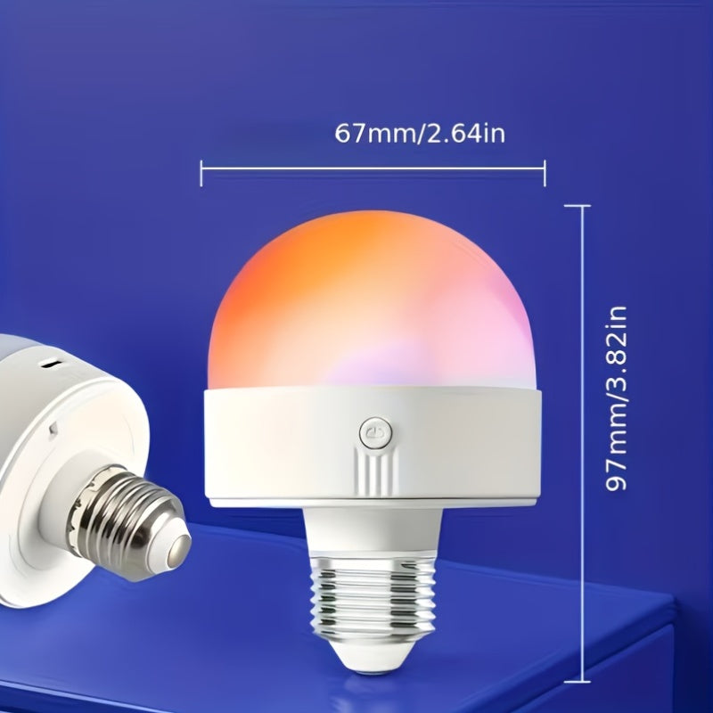 Single remote control rechargeable smart LED light, with E26/E27 base, supports USB charging, provides adjustable color temperature and brightness, very suitable for use in living rooms and bedrooms, can be used as a ceiling light