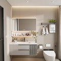 Stone 35"x28" Aluminum Bathroom Mirror Cabinet with Smart LED Lighting & Anti-Fog - Wall Mount Vanity Mirror with Cosmetics Shelf & Hair Dryer Holder, Khaki