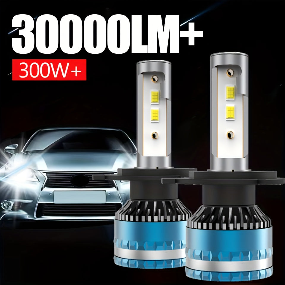 [2-Pack] Super Bright LED Car Lights H7/H1/H4/H8/H9/H11/9005/9006/9012 Universal, Fan Cooling, Aluminum Body, 6000K Pure White Light, Easy-to-Install Car Bulbs