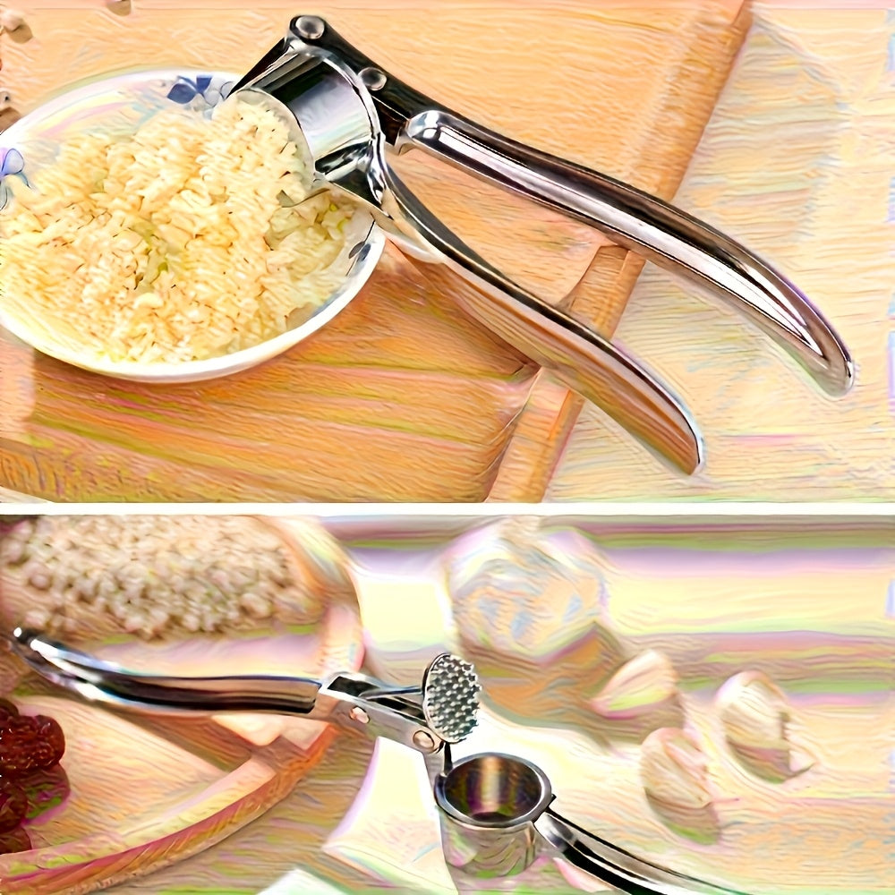 One Premium Stainless Steel Garlic Press - Easy Garlic Mincer & Ginger Crusher, Easy-to-Clean Kitchen Tool, Durable Garlic Chopper for Everyday Cooking