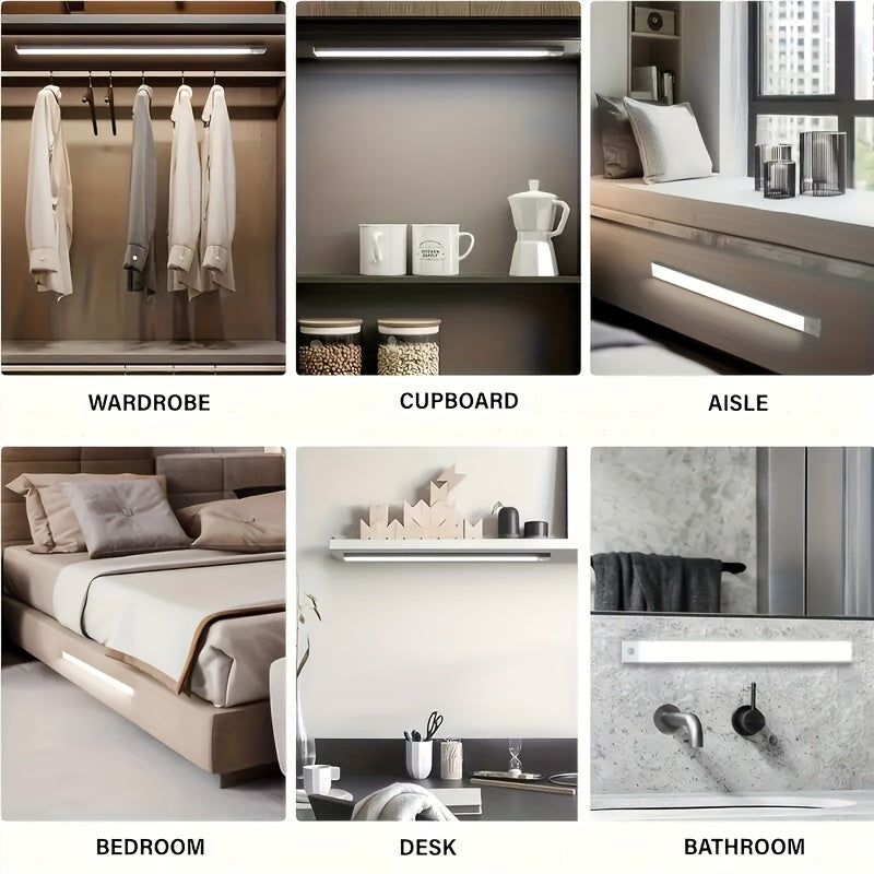 [Magnetic LED light] 2-pack rechargeable magnetic LED motion sensor light | wireless, adjustable brightness and color, cabinet light, wardrobe lighting, stylish modern design | available in 7.87in / 11.8in / 15.7in lengths