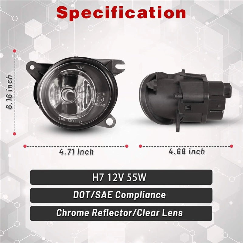 Pair of Left & Right Car Headlights for Audi A6 C5 2002-2005, Clear Headlight Fog Light Replacement, Auto Body Parts 4B0941699C 4B0941700C