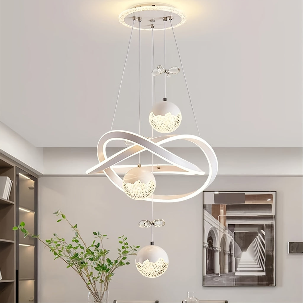 Modern LED pendant light three-color dimmable pendant light, suitable for kitchen island, dining room, living room, modern pendant light, height adjustable, perfect for modern home decoration