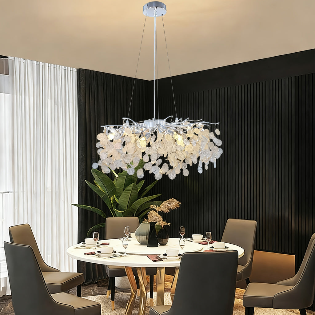 Round branch chandelier, crystal chandelier, shining bright light - suitable for living room, dining room, bedroom and other scenarios, G9 bulb socket (bulb not included)