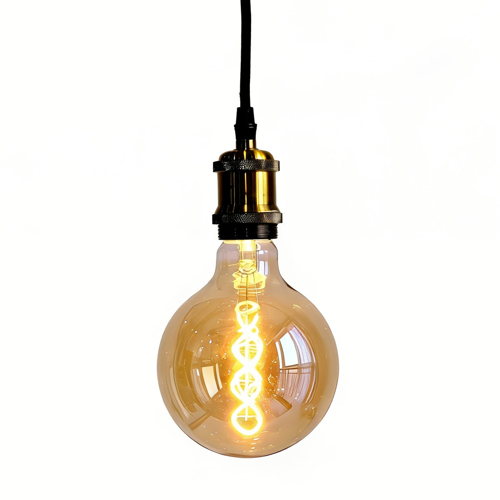 1-pack, vintage Edison LED bulb, large globe G40 spiral LED filament bulb, 2300 Kelvin warm light, 4 watt dimmable, 120V E26 decorative bulb, golden tint glass, globe bulb, amber glass bulb