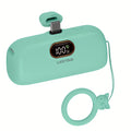 旅行用USB-C便攜充電寶，5000mAh Type-C口手機快充移動電源（15W），帶支架和LED燈的迷你電池組，適用於iPhone 15/16及三星手機