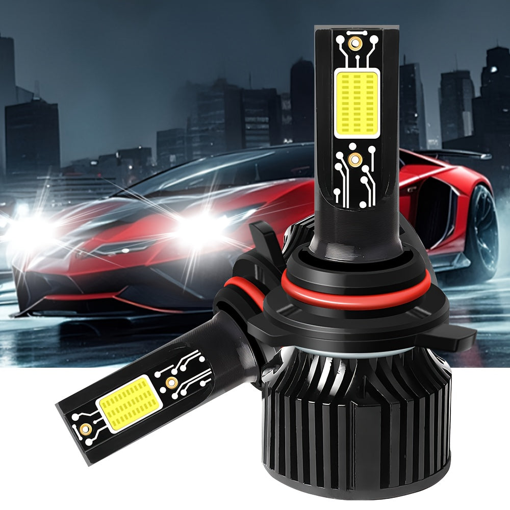 2-Pack Car LED Headlights H4 Bulbs 20000 Lumens High/Low Beam Integrated Universal for H1, H4, H7, H11 CSP Chip CANbus Error-Free 360° Beam Angle Compatible with HB3/9005, HB4/9006, HIR2/9012-G03 No Battery Design Fits 99%