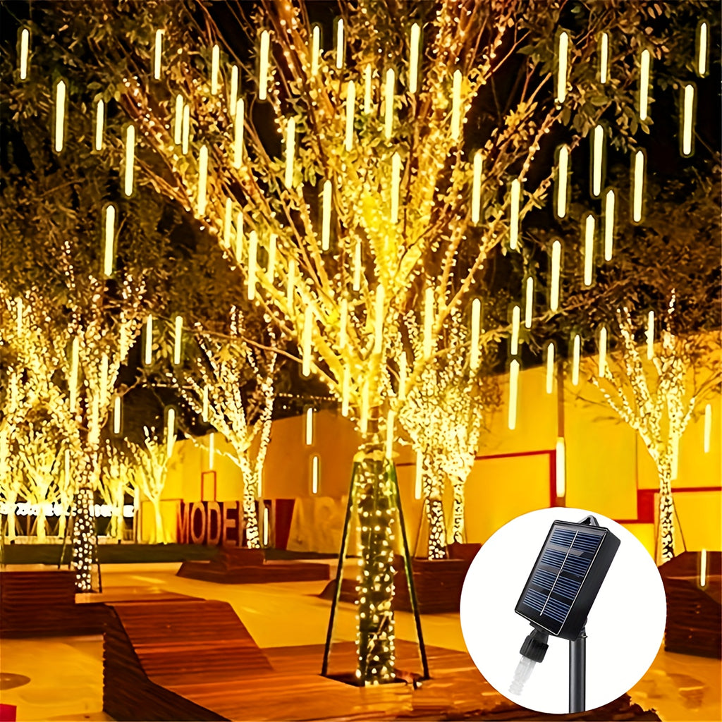One solar remote control meteor light, with 8 tubes, outdoor waterproof, suitable for Christmas, Halloween, birthday, wedding and outdoor holiday decoration, meteor light