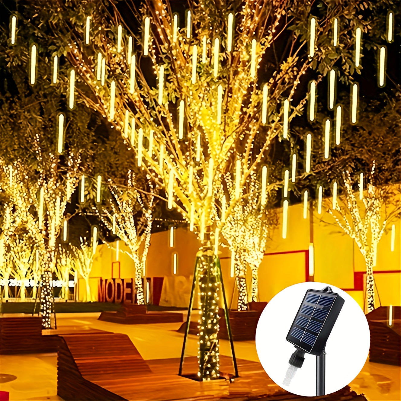 One solar remote control meteor light, with 8 tubes, outdoor waterproof, suitable for Christmas, Halloween, birthday, wedding and outdoor holiday decoration, meteor light