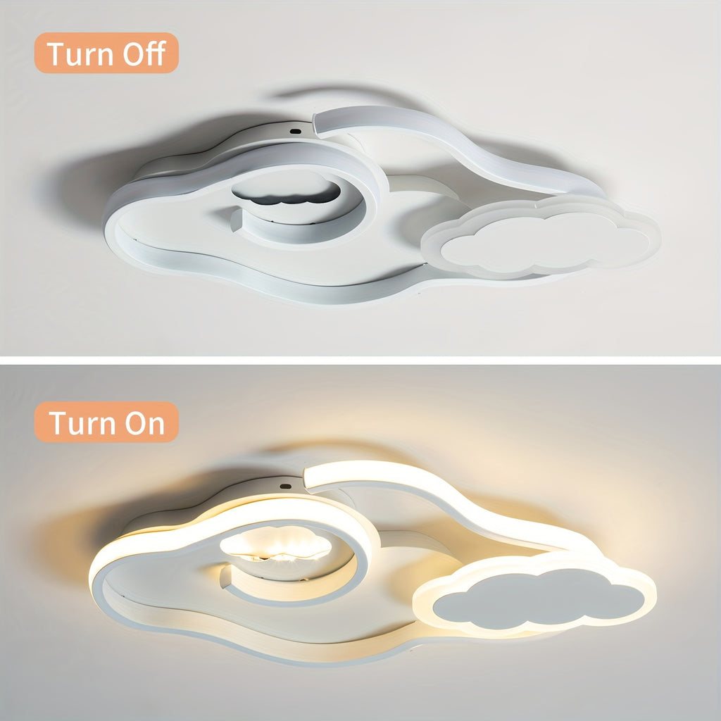 Enncll dimmable cloud ceiling light, modern LED ceiling light with remote control, flush mount acrylic light, suitable for bedroom, living room and other spaces, white, home decorative lighting, bedroom lighting, minimalist lighting