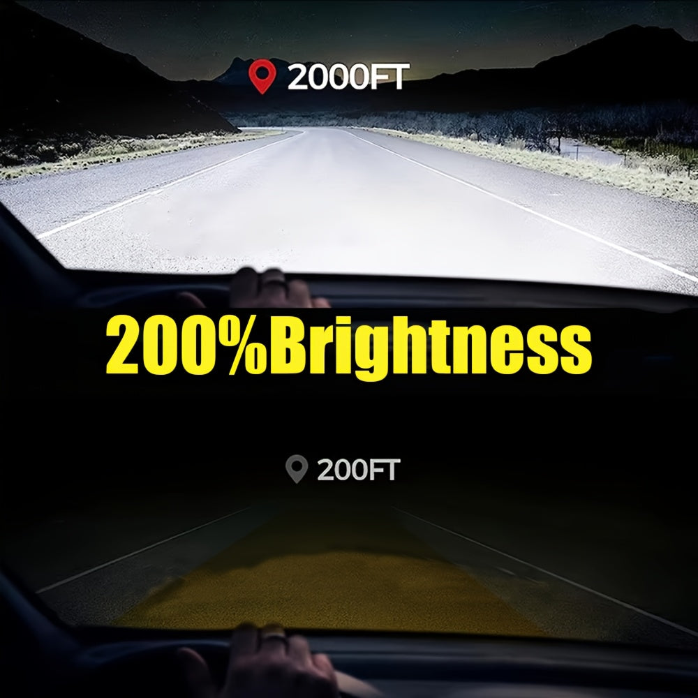 Automotive 2PCS LED Car Lights - H11/H7/H4/H1, 9012/9006/9005 - 40000LM, 250W High/Low Beam, 6500K Cool White Light, Spotlight, High-Performance Bulbs, 200% Brightness Increase, Plug-and-Play, No Battery Needed