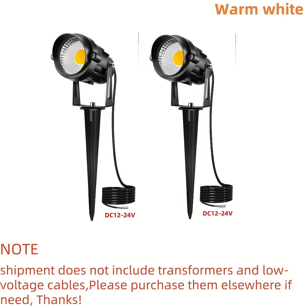 2/4/6/8/10 pcs low voltage LED landscape light | 6W, 12V-24V, outdoor Christmas spotlight, warm white, cool white, IP66 lighting lamp suitable for gardens, paths, walls, trees, flags