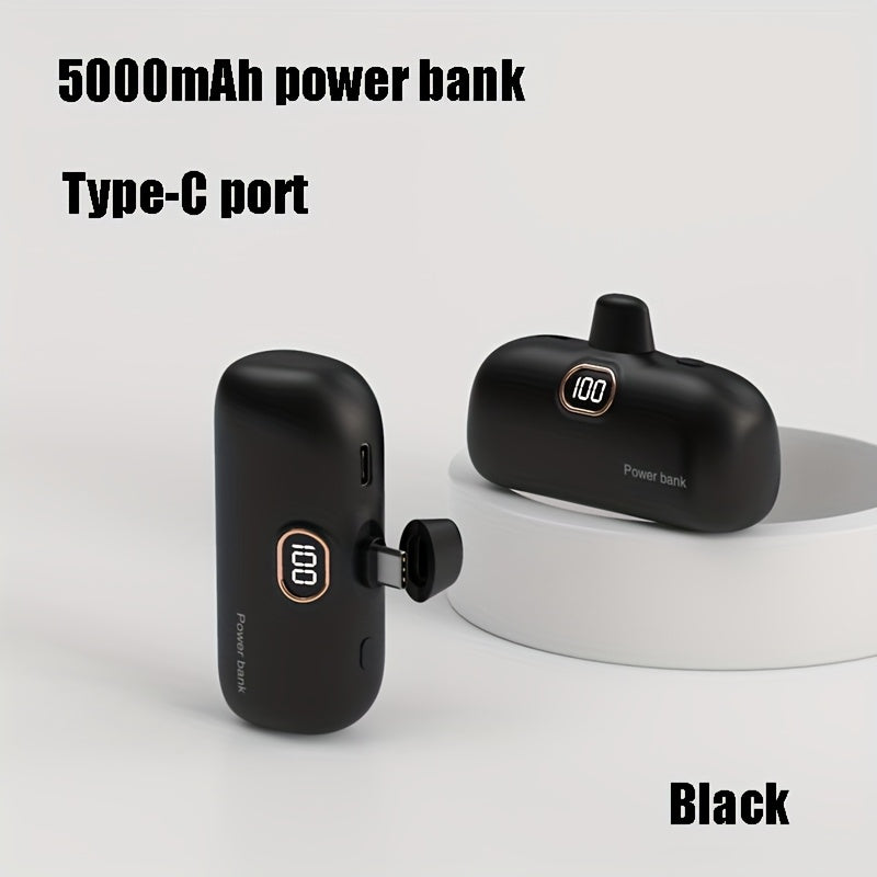 5000Mah Portable Battery Pack, Compact USB-C Charger, Small Travel Charger with LED Power Indicator, Pocket-Sized Power Bank, Lightweight Charger Compatible with for iphone 16/15 And Other USB-C Devices