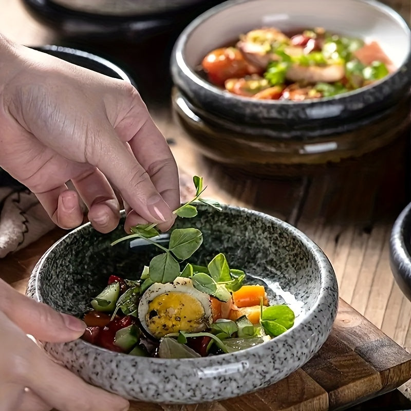 6-Piece Set Creative Kiln-Fired Glaze 6.0-Inch Ceramic Plates – Korean Kimchi Plate, Salad Bowl, Dish