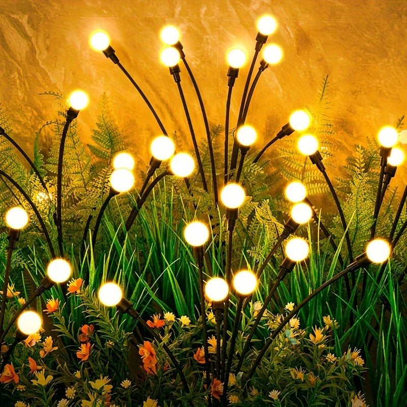 8 Pack Solar Firefly Light, Solar Courtyard Light, 8 Sets 64 LED Solar Outdoor Light, Outdoor Decorative Light, Solar Swaying Light, Firefly Light for Courtyard Pathway Outdoor Decoration, Large Bulb Solar Swaying Light, Lawn Decoration