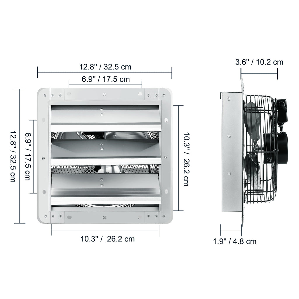 VEVOR 10''/16''/24'' Fan Shutter Exhaust Fan, Aluminum Wall Mount Attic Fan with AC Motor, Ventilation & Cooling for Greenhouse Garage Shed Store