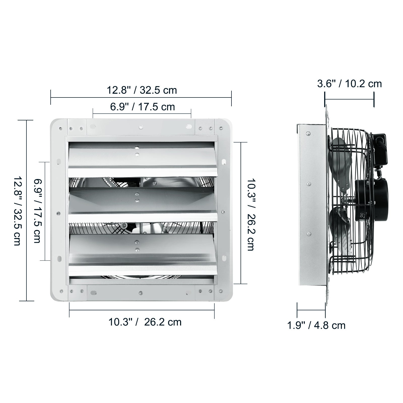 VEVOR 10''/16''/24'' Fan Shutter Exhaust Fan, Aluminum Wall Mount Attic Fan with AC Motor, Ventilation & Cooling for Greenhouse Garage Shed Store