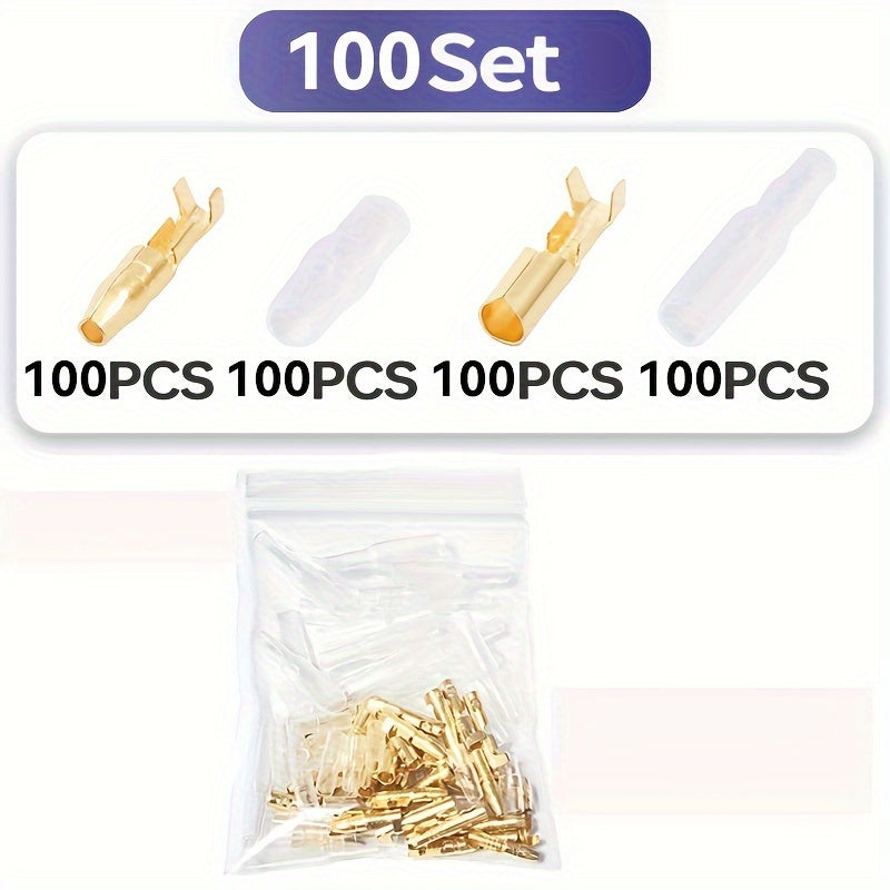 200/400-Piece 4.0mm Bullet Connector Male & Female Set – Brass Bullet Terminal Connectors with Insulating Sleeves, Crimp Terminal Connectors, Automotive Electrical Connectors, Motorcycle Connector Kit