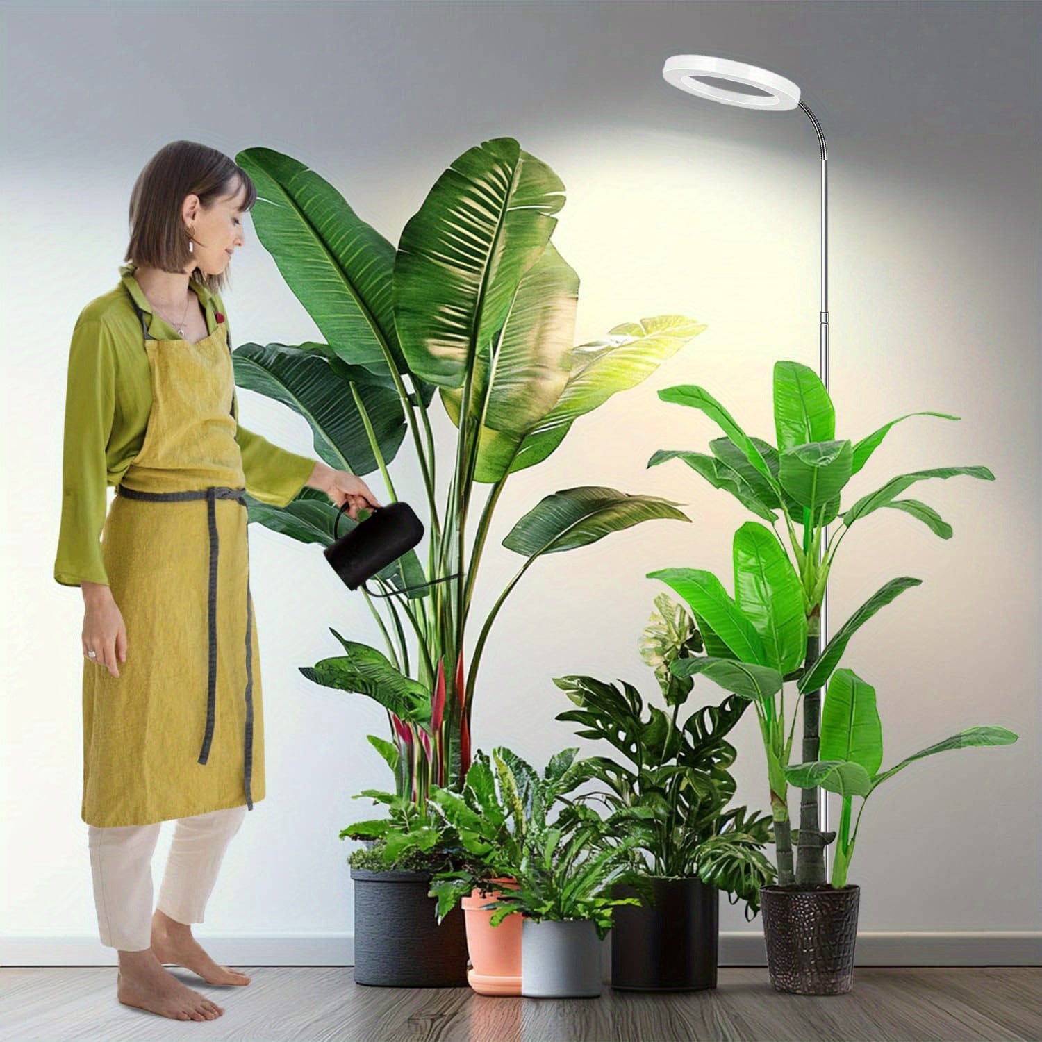 Plant Grow Light, Full Spectrum Indoor Grow Lamp with Gooseneck, 3 Color Temperature Modes & 10-Level Dimmable, 3/6/12H Timer, 65-Inch Tall, Ideal for Large Plants