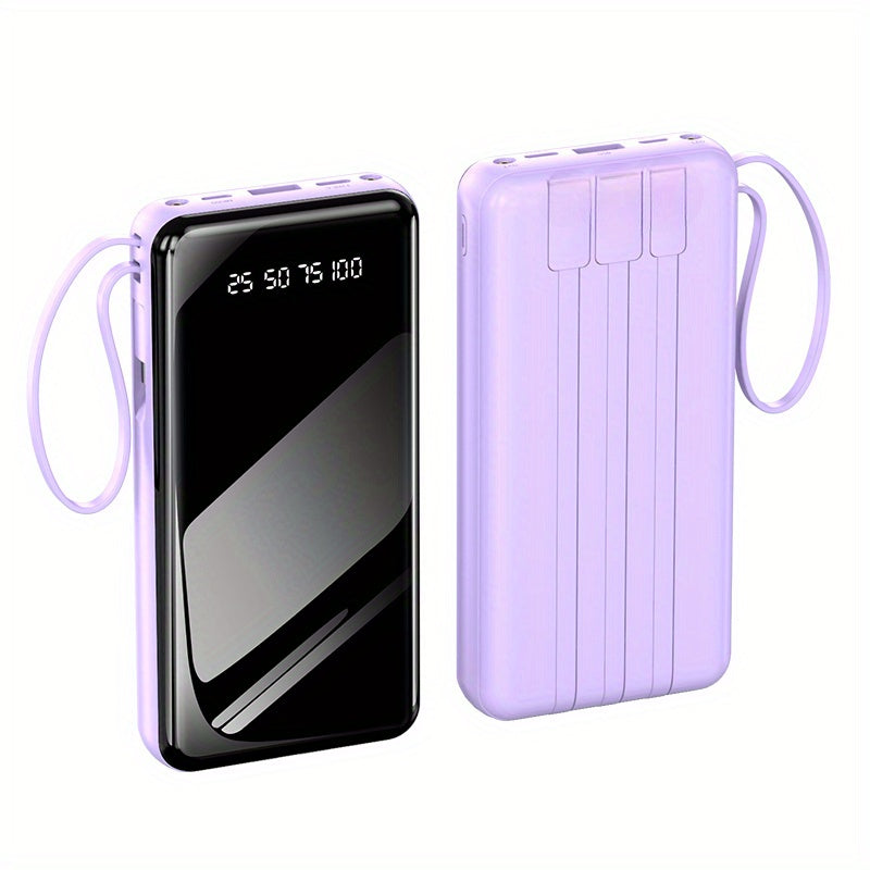 1個，25800/60000mAh大容量移動電源，內建4條線，適用於多種裝置，強力應急LED燈，智慧LED顯示屏，可同時為5臺裝置充電，適合旅行和露營