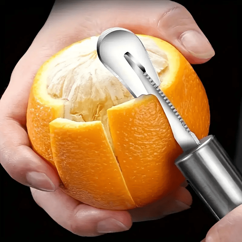 1 Creative Kitchen Tool for Oranges & Lemons – Durable Stainless Steel Peeler with Curved Handle for Effortless Peeling, Essential for Restaurants, Outdoor Camping & BBQ