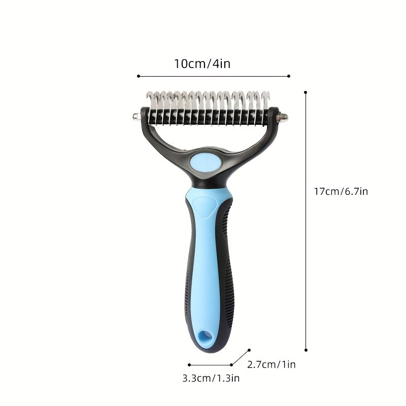 三合一专业宠物梳耙（猫狗通用）——宠物护理工具，集除蚤、去结、双面解结梳于一体，既能保持宠物卫生，又能轻松清理打结缠毛。是复活节、感恩节、黑色星期五或圣诞节的理想赠礼