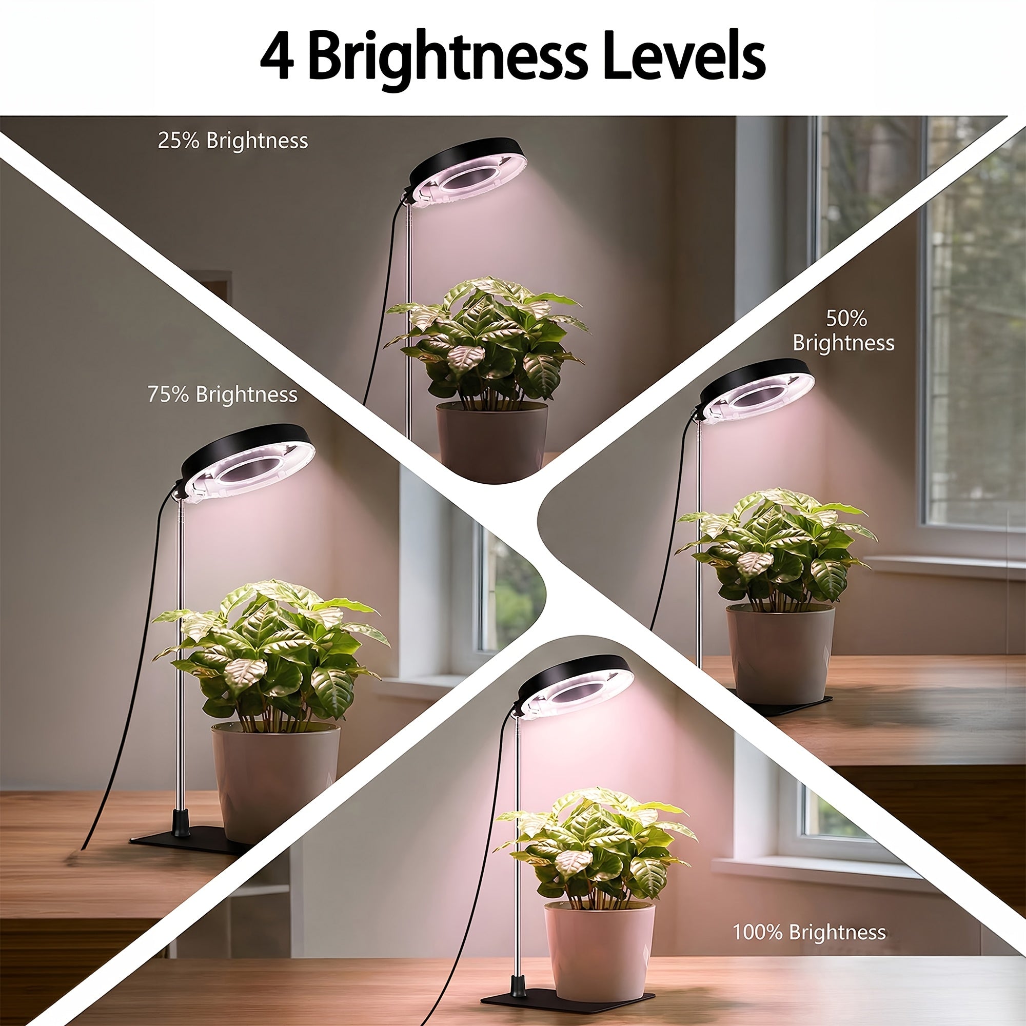 2-Pack Full Spectrum Indoor Plant Grow Light, Adjustable Height, Brightness Control, Timing Function, Magnetic 720° Flexible Rotation, Ideal for Seed Germination, Potted Plants and Hydroponics