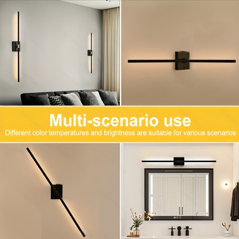 Battery-powered wall light set: 3600mAh rechargeable wall light with remote control, 360° rotatable cordless wall light decoration, suitable for TV/mirror bedroom living room, plastic base metal lamp tube
