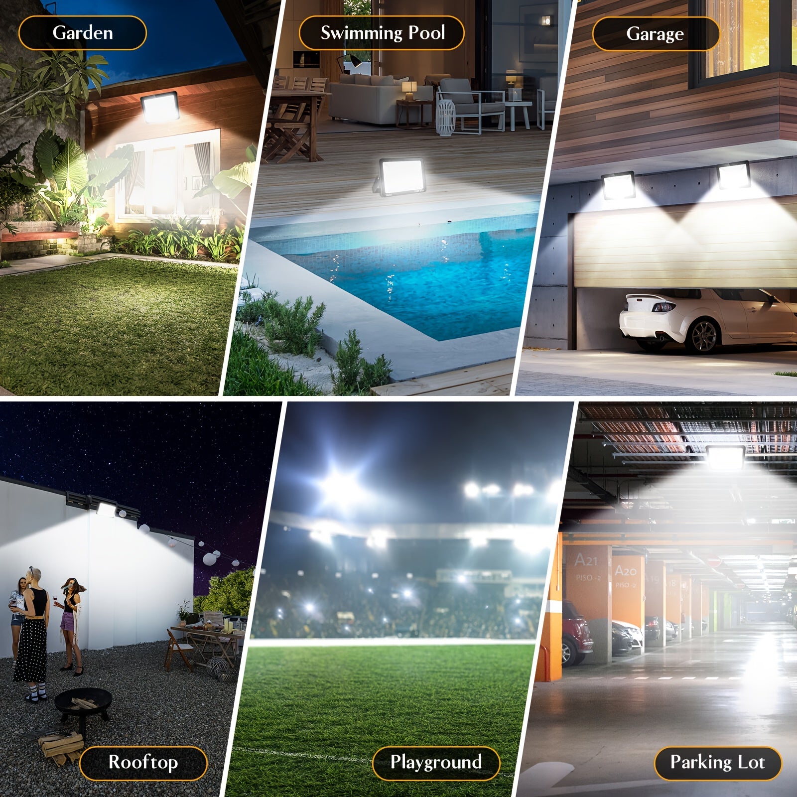 100W Ultra-Thin LED Flood Light | Super Bright 6500K Daylight Color, Suitable for Outdoor and Indoor - Security Light, Suitable for Garage, Garden, Yard, Warehouse, Workshop, Parking Lot, Flood Light Bulb