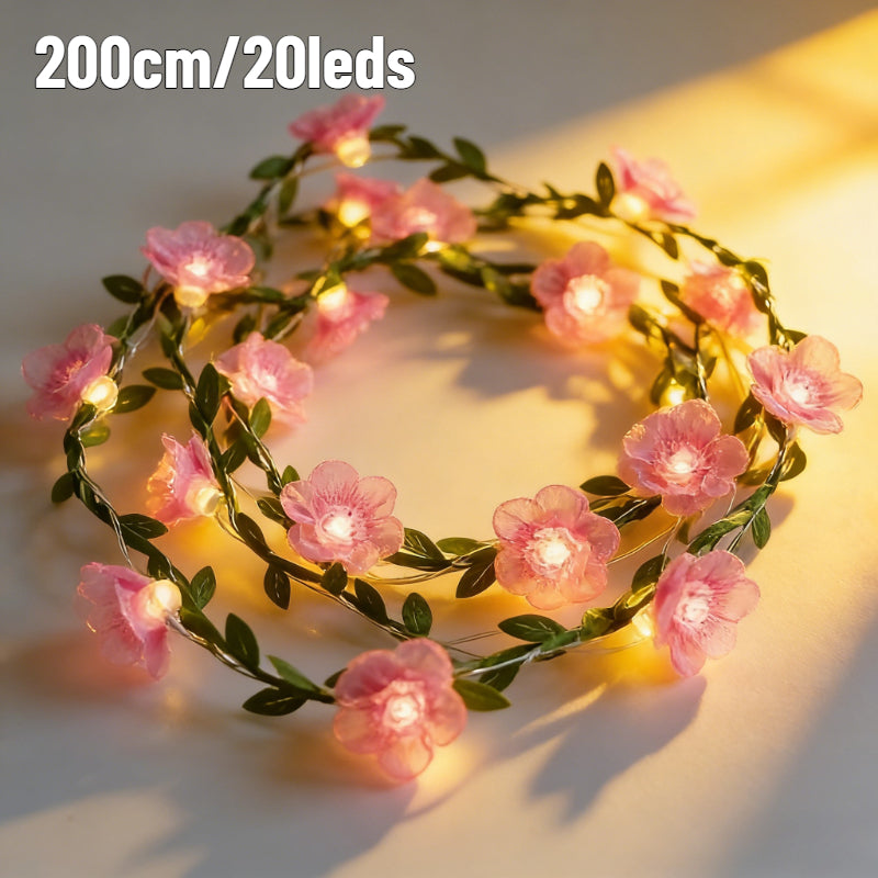 1条78.74英寸樱花花环带仙女灯 | 20个LED灯丝，-电源，非常适合卧室、墙壁、圣诞节、情人节、婚礼、生日装饰