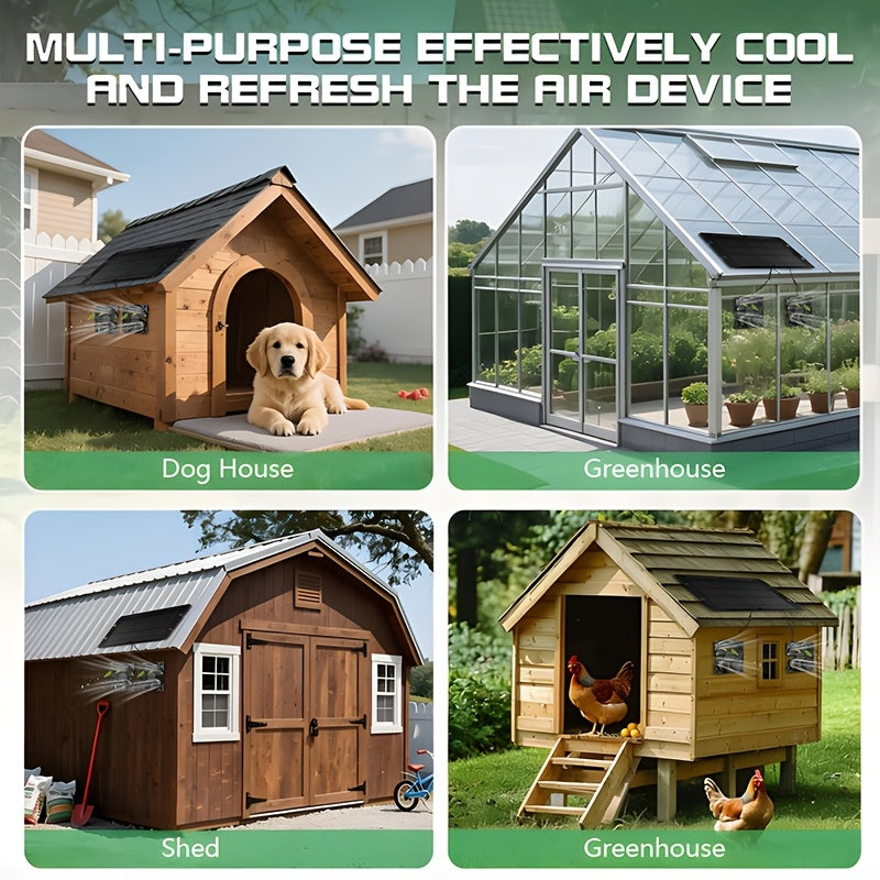 10W 12V Solar Dual Fan Exhaust Fan, Black Solar Ventilation Fan with Solar Panel, Suitable for RV, Chicken Coop, Greenhouse, Shed and Pet House Window