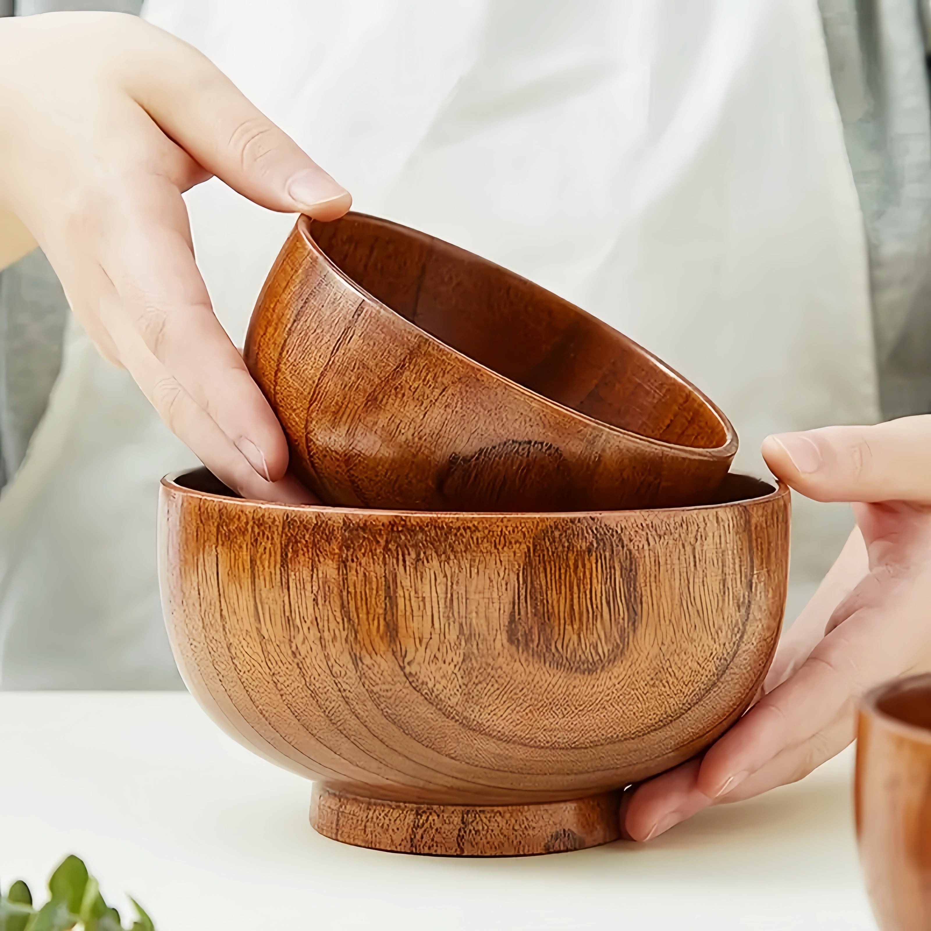 Japanese Vintage Solid Wood Bowl – Anti-Scald Protection for Home Use, Travel & Takeout Camping Drop-Proof Bowl, Kitchen Utensil – Rice Bowl, Noodle Bowl, Soup Bowl, Salad Bowl, Fruit Bowl, Jam Wooden Bowl