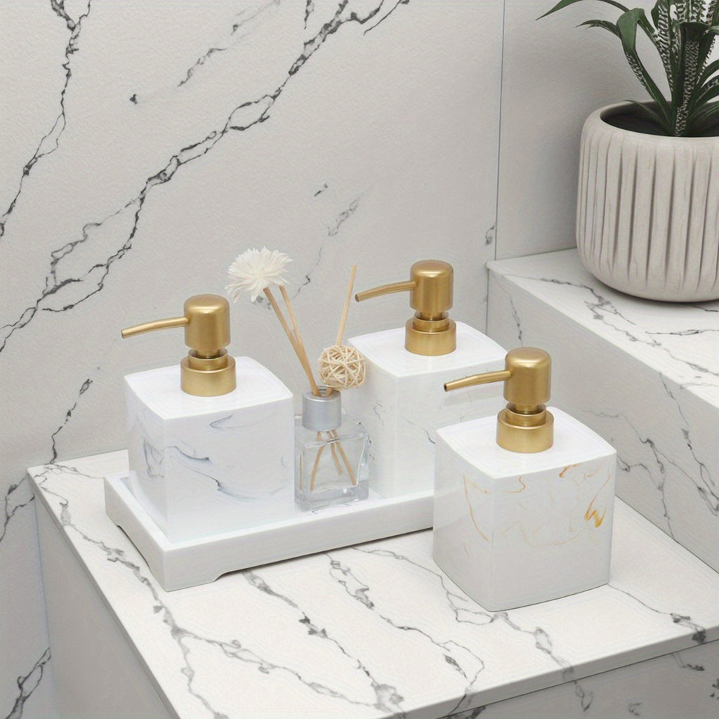 Hotel Bathroom Accessories - Hand Soap & Hand Cream Pump Bottles, Shower Gel & Shampoo Lotion Empty Refillable Bottles Set, Kitchen Soap Dish Soap Dispenser Bottles
