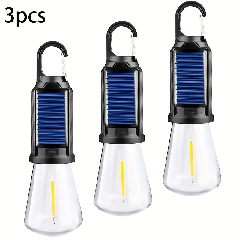 3/5-pack solar bulbs, LED camping light, 3 lighting modes, built-in battery, outdoor hanging tent light, portable solar lantern, suitable for camping, hiking, fishing, festivals