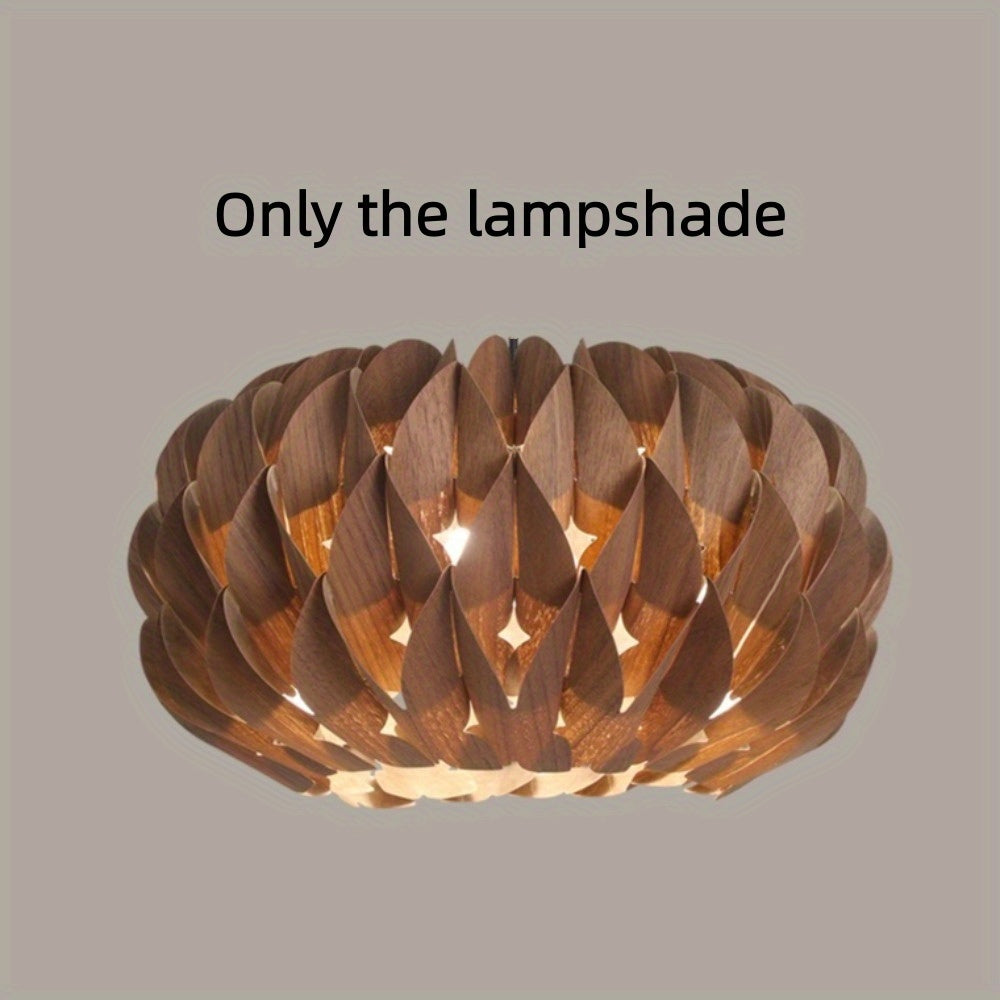 15.75 Inch Wooden Pendant Light, Suitable for Hotel, Bedroom, Dining Room - E27 Bulb Compatible Ceiling Light, Wood/Veneer Material, Elegant Design Fan Compatible Ceiling Mount (Lampshade Only)