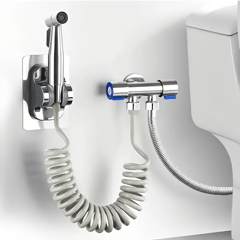 Heavy Duty 360° Swivel Handheld Shower System with 78" Extension Hose & Dual Control Valve - Wall Mount Self-Cleaning Shower Head & Bidet Sprayer, No-Drill Installation (No Drilling Needed) - Metal Bath/Shower Accessories for Shower Use Only
